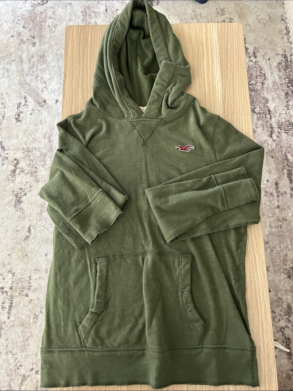 Hollister Olive Green Hooded Pullover with Embroidered Logo
